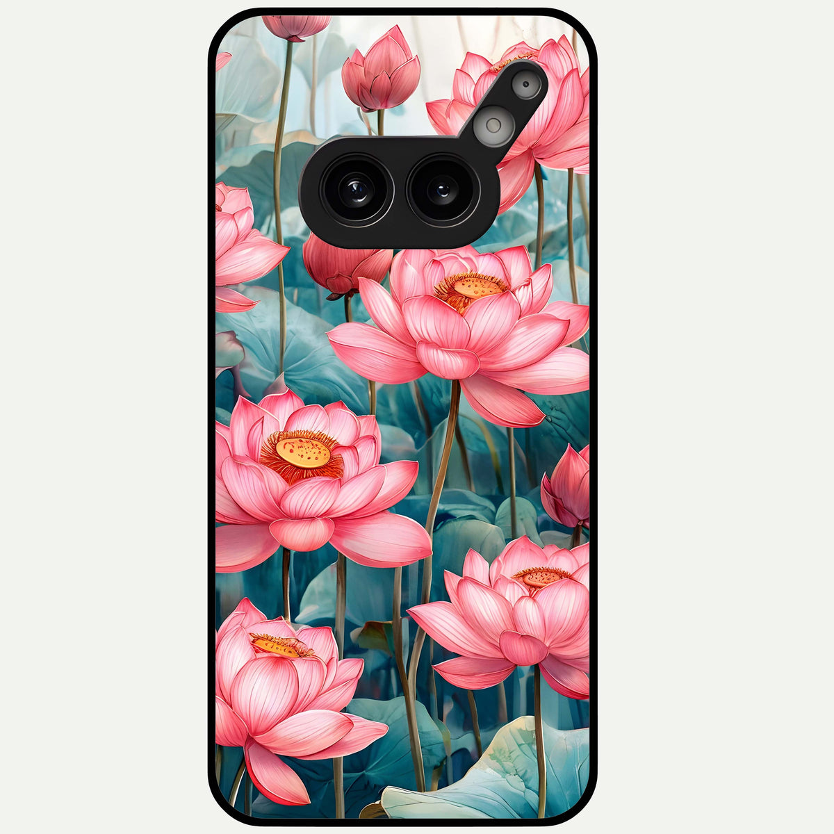  Celestial Pink Lotus Glass Case For Nothing Phone 2A Plus back cover – full design glossy printed glass finish