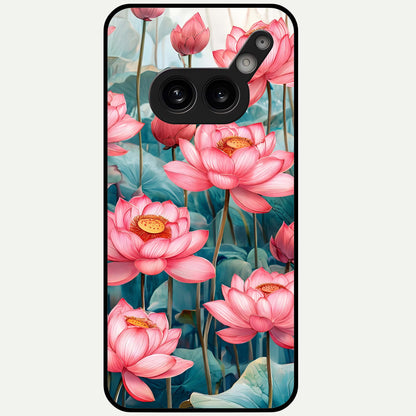  Celestial Pink Lotus Glass Case For Nothing Phone 2A Plus back cover – full design glossy printed glass finish