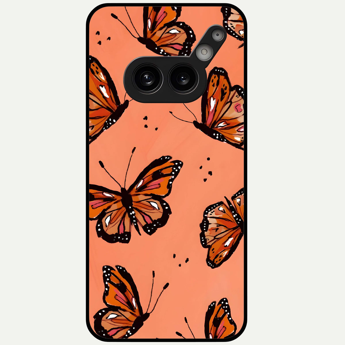  Coral Wing Butterfly Glass Case For Nothing Phone 2A Plus back cover – full design glossy printed glass finish