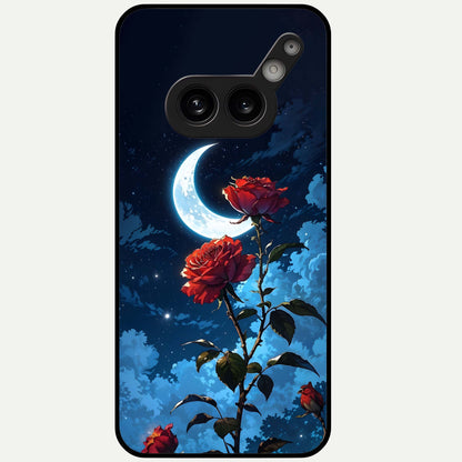  Crimson Rose Moon Glass Case For Nothing Phone 2A Plus back cover – full design glossy printed glass finish