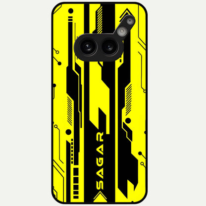  Electric Pulse CYBERPUNK Custom Name Glass Case For Nothing Phone 2A Plus back cover – full design glossy printed glass finish
