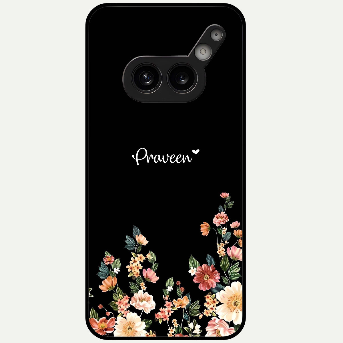 Floral Design Personalized Custom Name Glass Case For Nothing Phone 2A Plus back cover – full design glossy printed glass finish