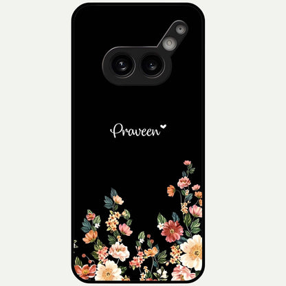  Floral Design Personalized Custom Name Glass Case For Nothing Phone 2A Plus back cover – full design glossy printed glass finish