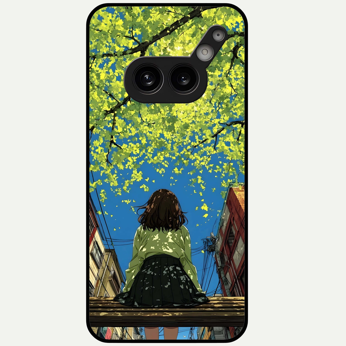  Golden Leaves Glow Glass Case For Nothing Phone 2A Plus back cover – full design glossy printed glass finish