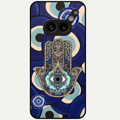  Hamsa Divine Guard Glass Case For Nothing Phone 2A Plus back cover – full design glossy printed glass finish
