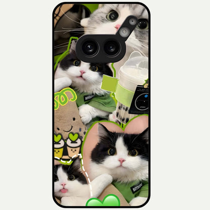  Matcha Cats Mood Glass Case For Nothing Phone 2A Plus back cover – full design glossy printed glass finish