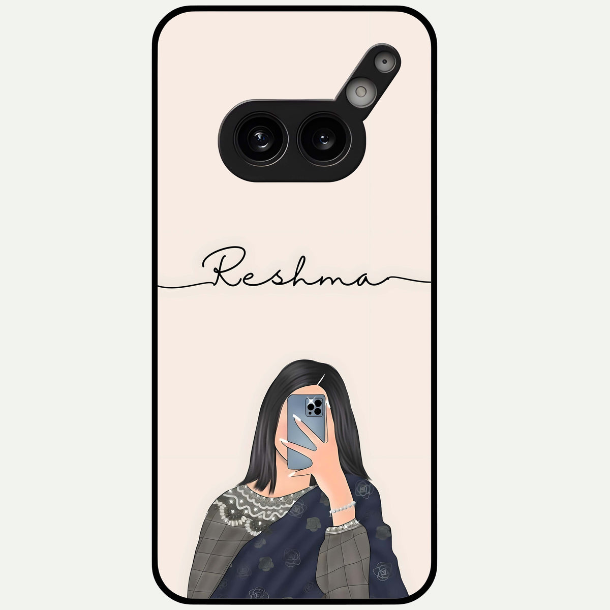  Mirror Mood Muse With Custom Name Glass Case For Nothing Phone 2A Plus back cover – full design glossy printed glass finish