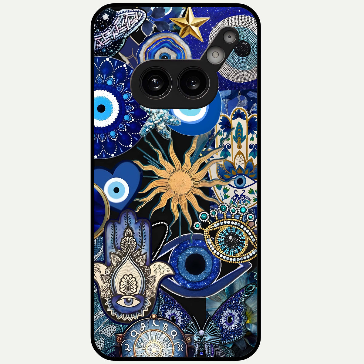  Mystic Blue Evil Eye Glass Case For Nothing Phone 2A Plus back cover – full design glossy printed glass finish