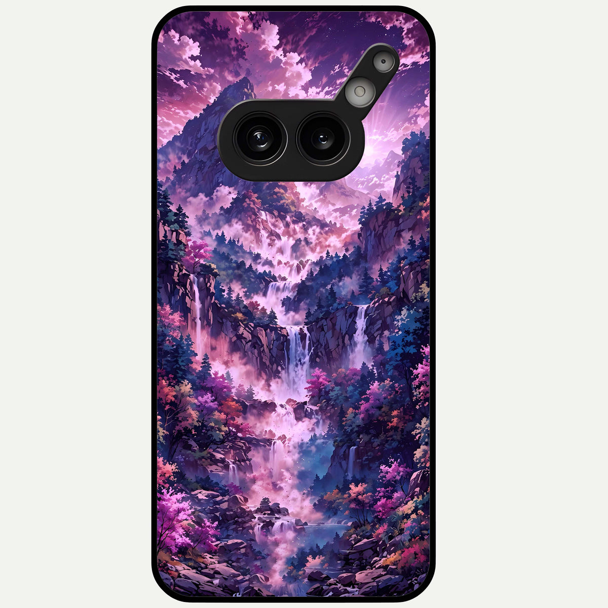  Mystic Cascade Peaks Glass Case For Nothing Phone 2A Plus back cover – full design glossy printed glass finish