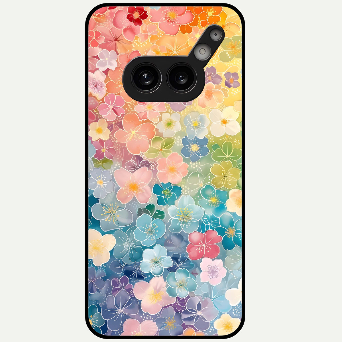  Rainbow Blossom Burst Glass Case For Nothing Phone 2A Plus back cover – full design glossy printed glass finish