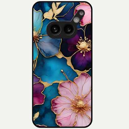  Sparkle Floral Glass Case For Nothing Phone 2A Plus back cover – full design glossy printed glass finish