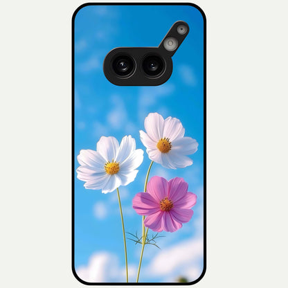  Tripple Flowers With Sky Glass Case For Nothing Phone 2A Plus back cover – full design glossy printed glass finish