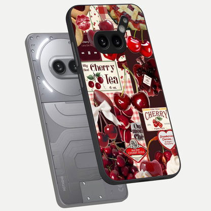 Aesthetic Cherry Tea Glass Case captured at a warm angle highlighting rich red tones, gloss, and edge clarity.