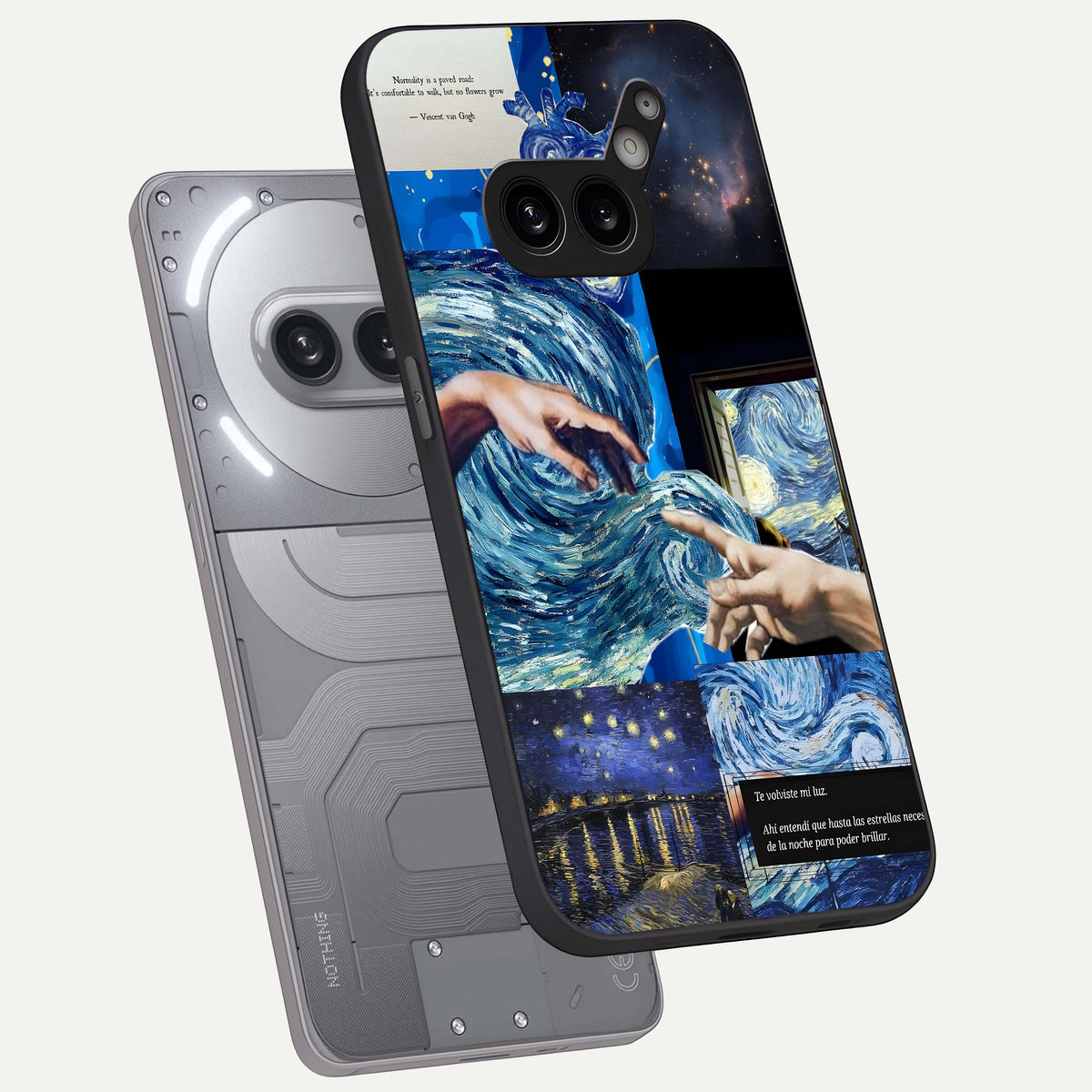  Aesthetic Vando Hands phone case For Nothing Phone 2A Plus showing premium glass back cover with detailed artwork
