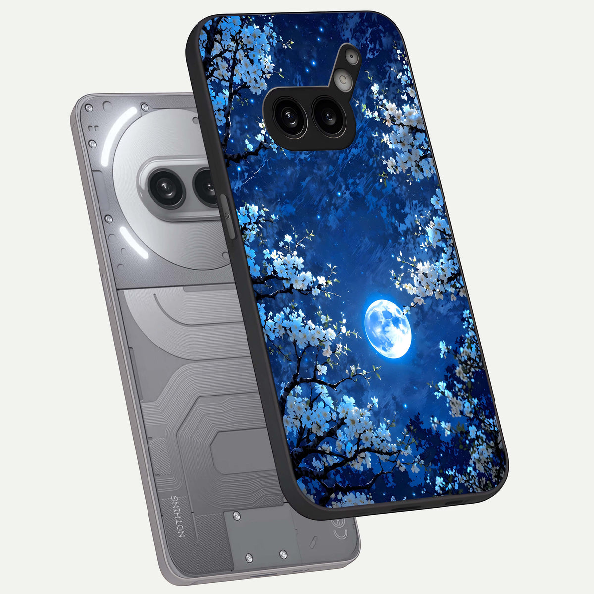  Blossom Moonlight Sky phone case For Nothing Phone 2A Plus showing premium glass back cover with detailed artwork