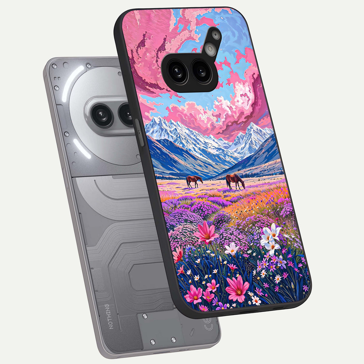  Blossom Valley Dream phone case For Nothing Phone 2A Plus showing premium glass back cover with detailed artwork