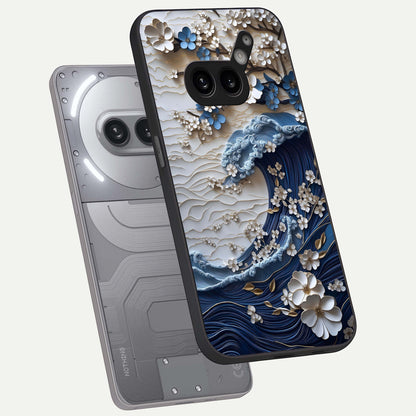  Blossom Wave Art phone case For Nothing Phone 2A Plus showing premium glass back cover with detailed artwork