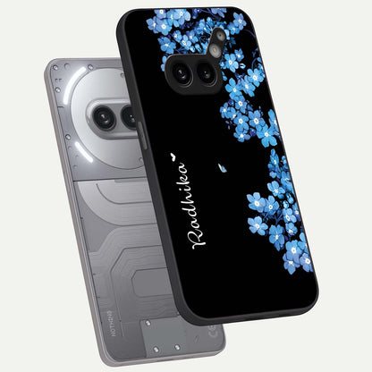  Blue Petal Dream Custom Name phone case For Nothing Phone 2A Plus showing premium glass back cover with detailed artwork