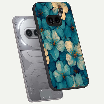  Blue Shade Floral phone case For Nothing Phone 2A Plus showing premium glass back cover with detailed artwork