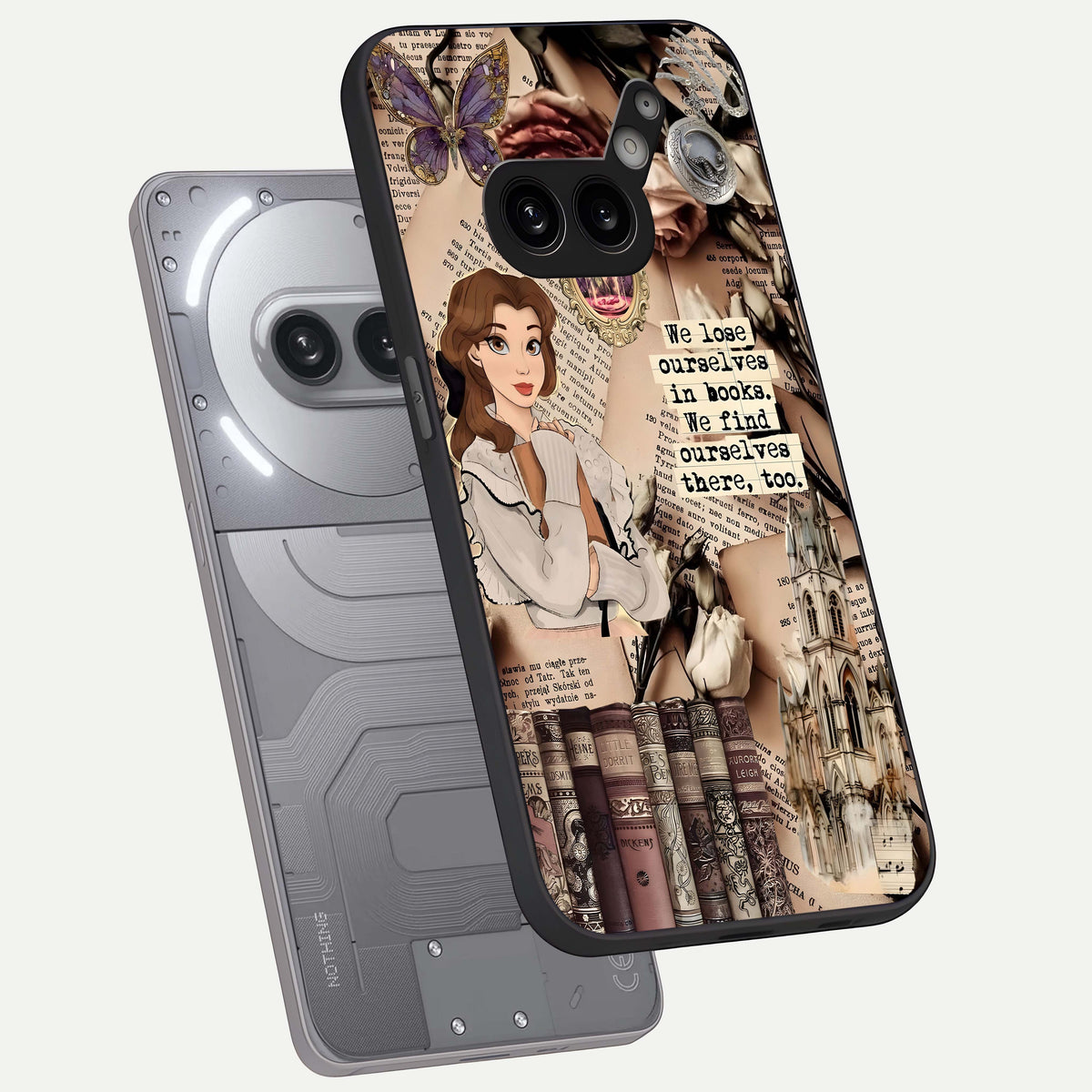  Bookish Dream World phone case For Nothing Phone 2A Plus showing premium glass back cover with detailed artwork