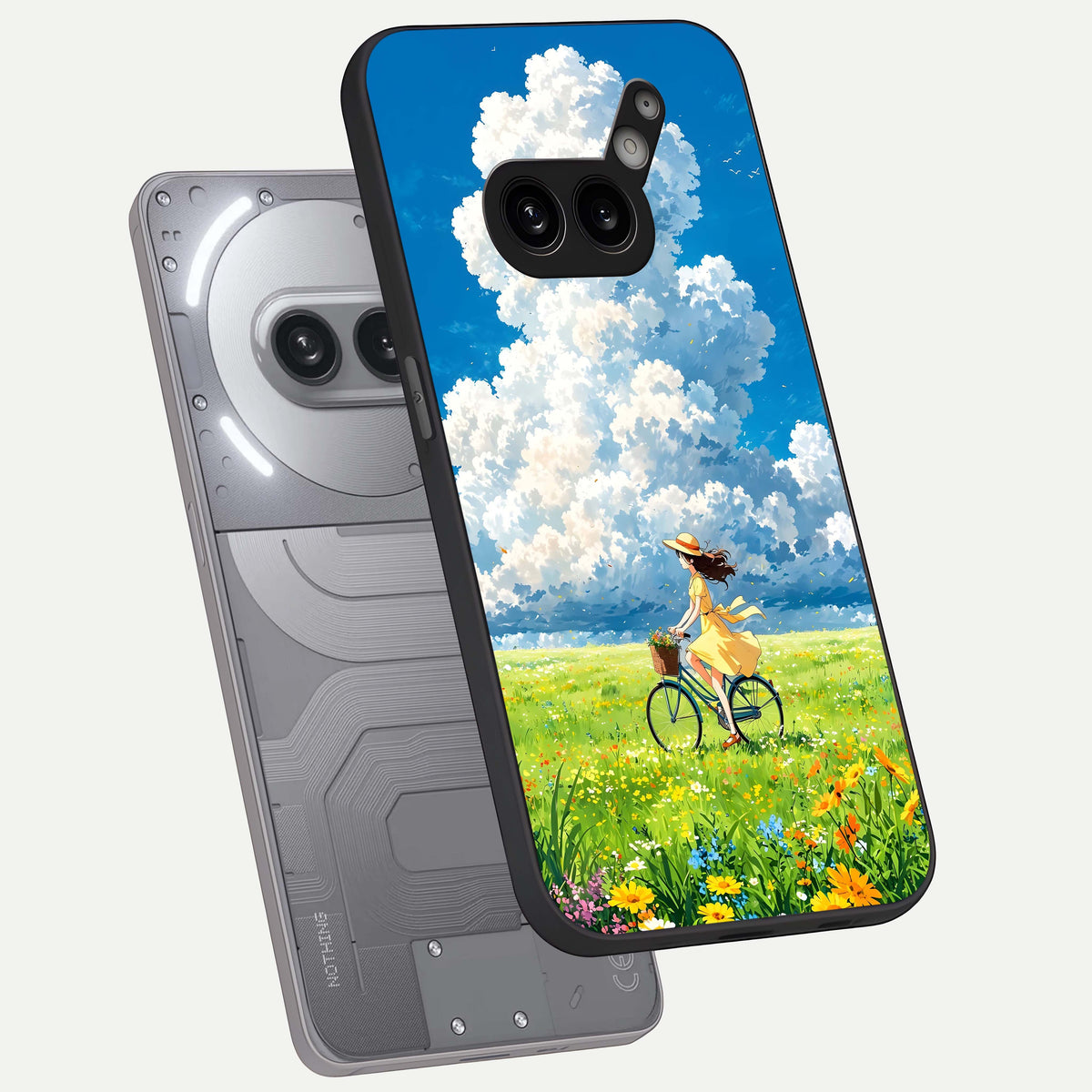  Breezy Meadow Ride phone case For Nothing Phone 2A Plus showing premium glass back cover with detailed artwork