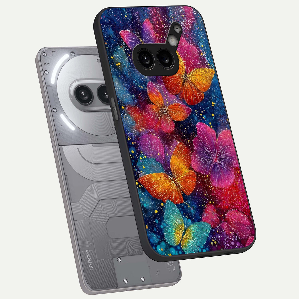  Butterfly Dream Mist phone case For Nothing Phone 2A Plus showing premium glass back cover with detailed artwork