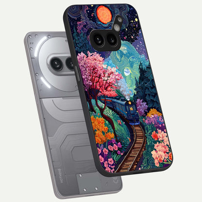  Celestial Train Journey phone case For Nothing Phone 2A Plus showing premium glass back cover with detailed artwork