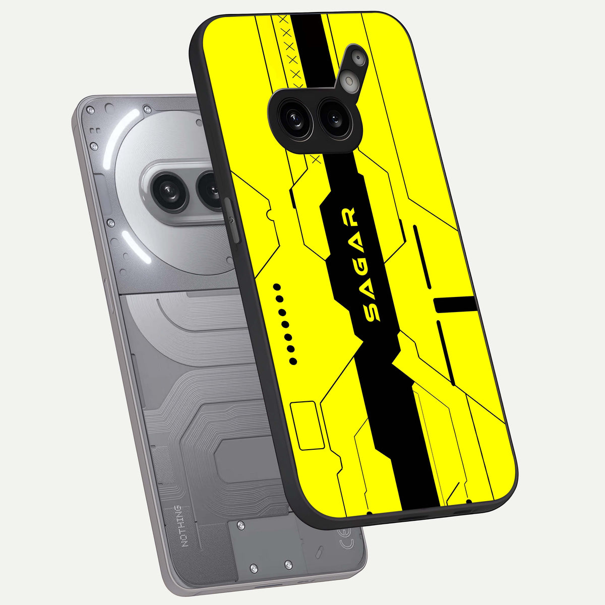  Circuit CYBERPUNK Custom Name phone case For Nothing Phone 2A Plus showing premium glass back cover with detailed artwork