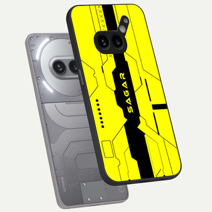 Circuit CYBERPUNK Custom Name phone case For Nothing Phone 2A Plus showing premium glass back cover with detailed artwork