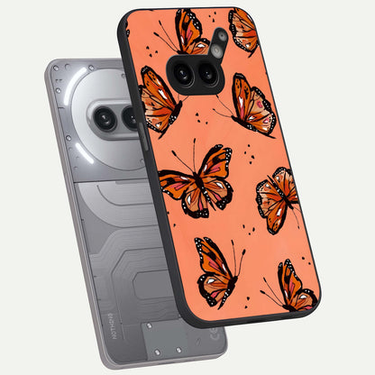  Coral Wing Butterfly phone case For Nothing Phone 2A Plus showing premium glass back cover with detailed artwork