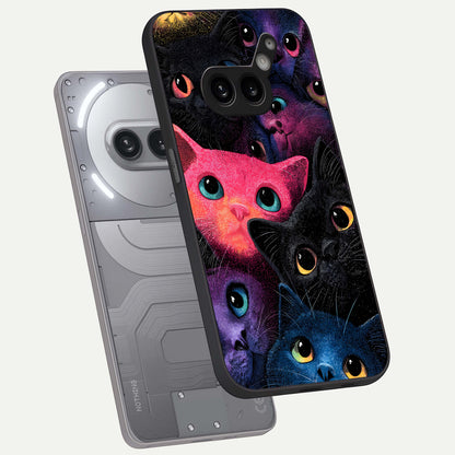  Cosmic Cats Dreams phone case For Nothing Phone 2A Plus showing premium glass back cover with detailed artwork