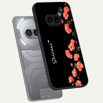  Crimson Bloom Grace Custom Name phone case For Nothing Phone 2A Plus showing premium glass back cover with detailed artwork