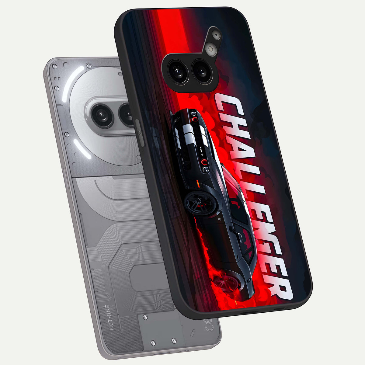  Crimson Challenger Fury phone case For Nothing Phone 2A Plus showing premium glass back cover with detailed artwork