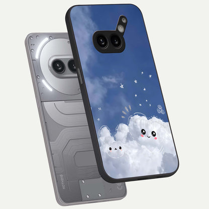  Cute Blossom Cloud phone case For Nothing Phone 2A Plus showing premium glass back cover with detailed artwork