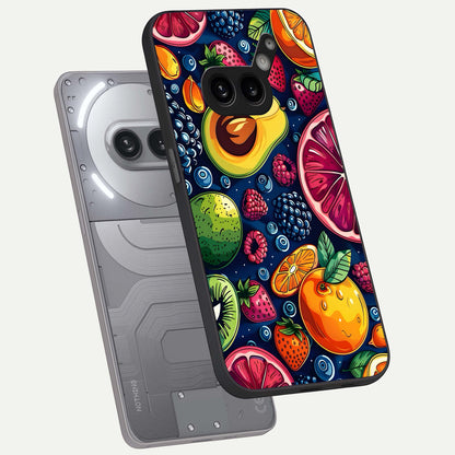  Cute Fruits Art phone case For Nothing Phone 2A Plus showing premium glass back cover with detailed artwork