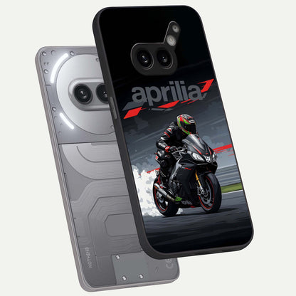  Dark Aprilla phone case For Nothing Phone 2A Plus showing premium glass back cover with detailed artwork