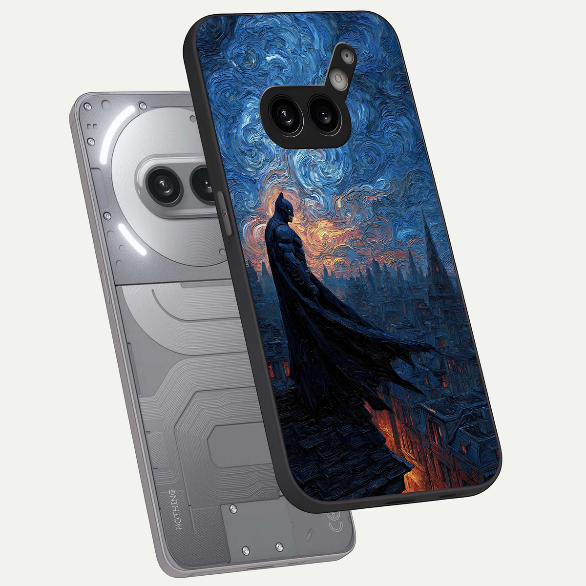  Dark Knight Dusk phone case For Nothing Phone 2A Plus showing premium glass back cover with detailed artwork