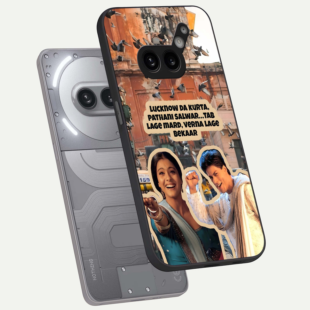  Desi Retro Vibes phone case For Nothing Phone 2A Plus showing premium glass back cover with detailed artwork