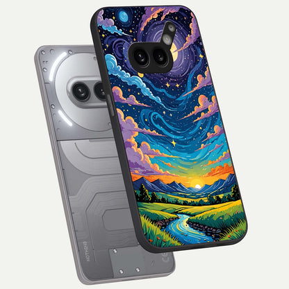  Dreamy Night Landscape phone case For Nothing Phone 2A Plus showing premium glass back cover with detailed artwork
