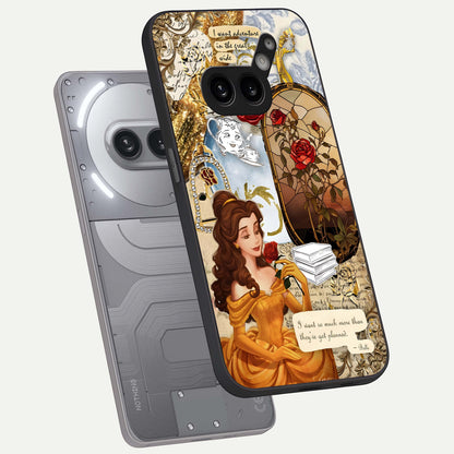  Golden Dream Belle phone case For Nothing Phone 2A Plus showing premium glass back cover with detailed artwork