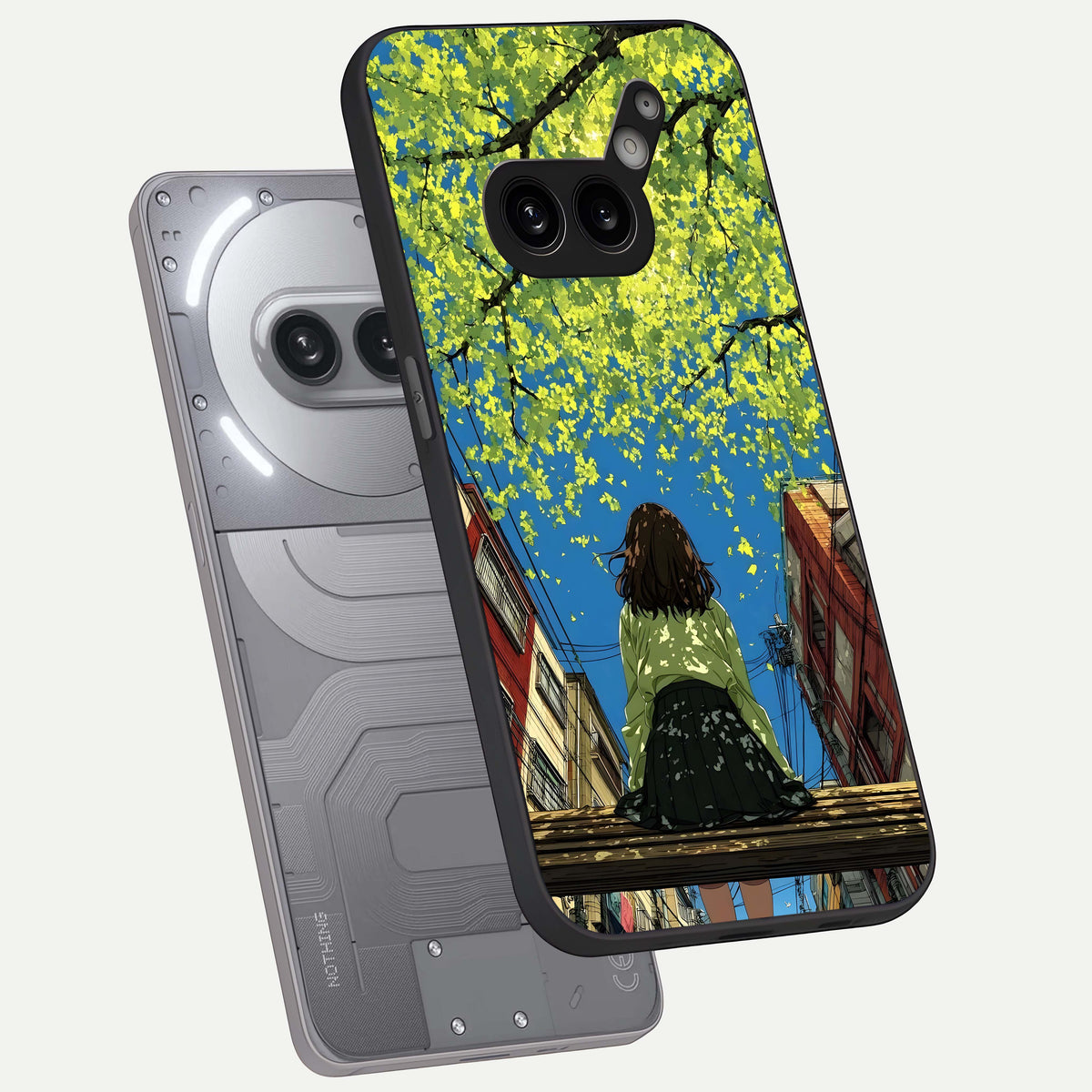  Golden Leaves Glow phone case For Nothing Phone 2A Plus showing premium glass back cover with detailed artwork