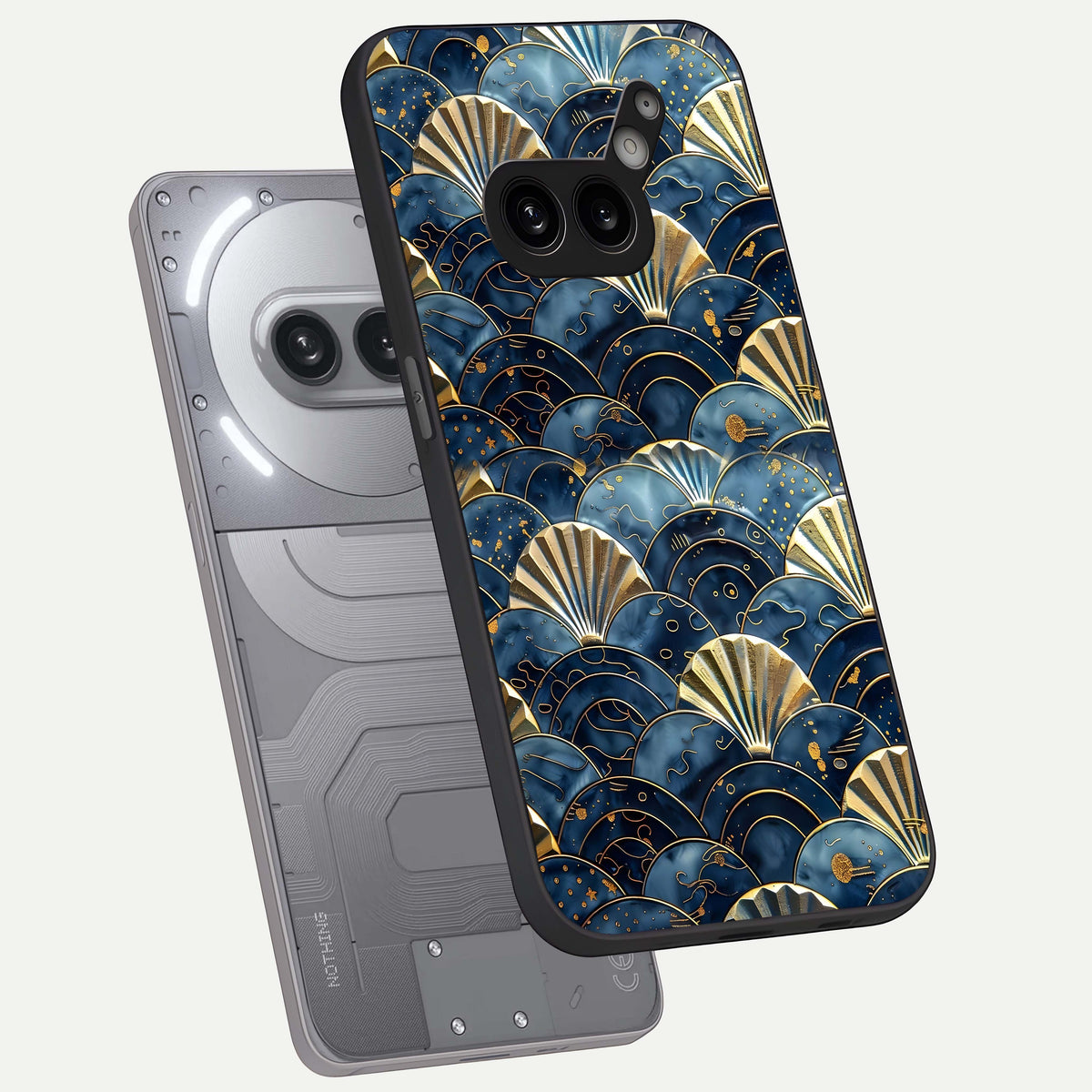  Golden Wave Luxe phone case For Nothing Phone 2A Plus showing premium glass back cover with detailed artwork