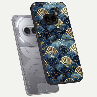 Golden Wave Luxe phone case For Nothing Phone 2A Plus showing premium glass back cover with detailed artwork