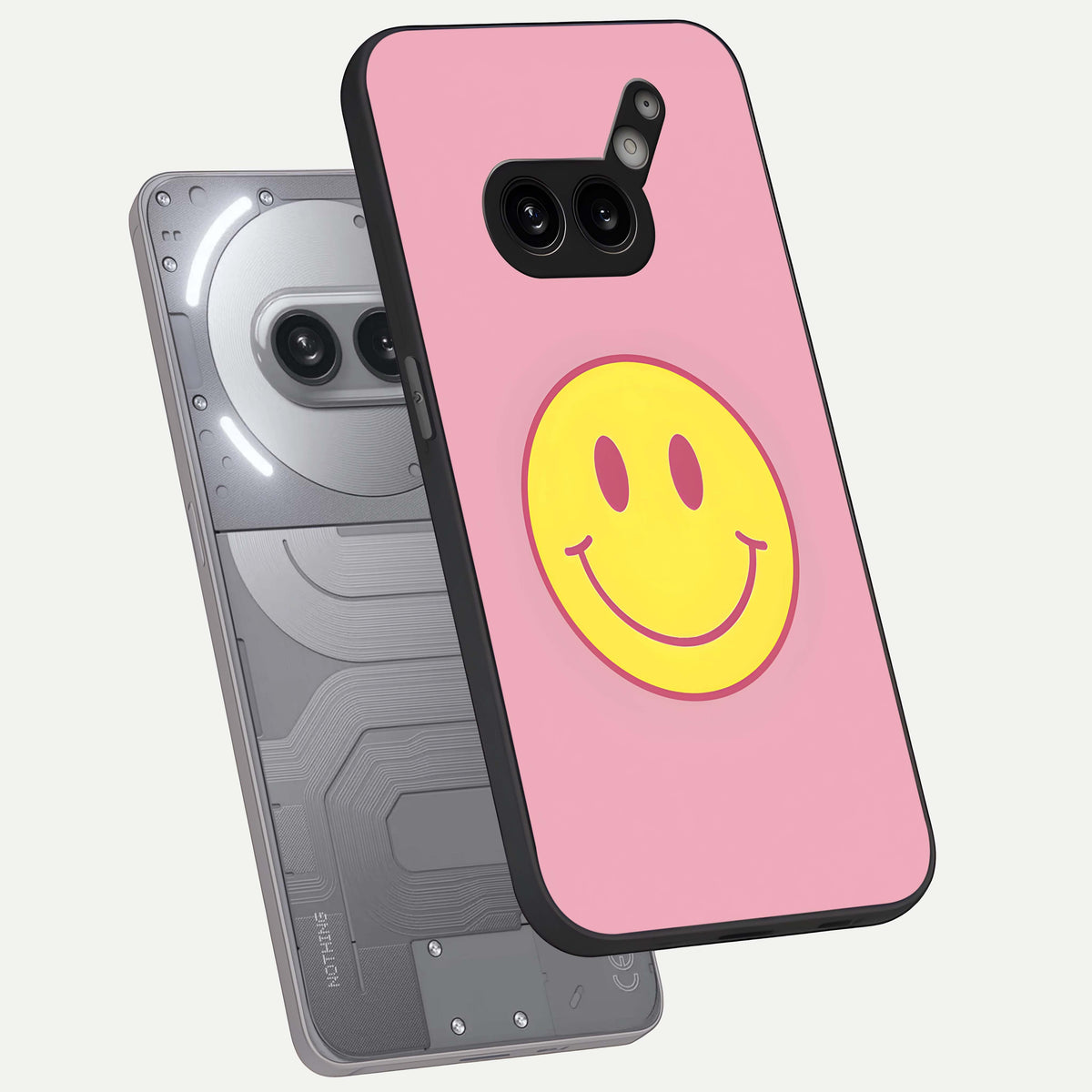  Happy Pink Mood phone case For Nothing Phone 2A Plus showing premium glass back cover with detailed artwork