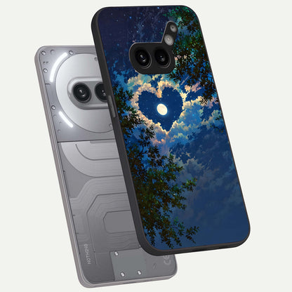 Heart With Moon Sky phone case For Nothing Phone 2A Plus showing premium glass back cover with detailed artwork