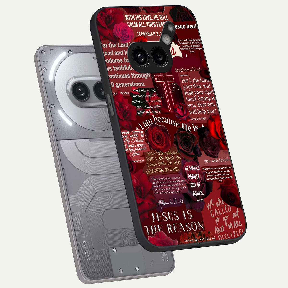  Jesus Love Heals phone case For Nothing Phone 2A Plus showing premium glass back cover with detailed artwork
