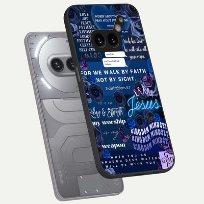  Kingdom Faith Glow phone case For Nothing Phone 2A Plus showing premium glass back cover with detailed artwork