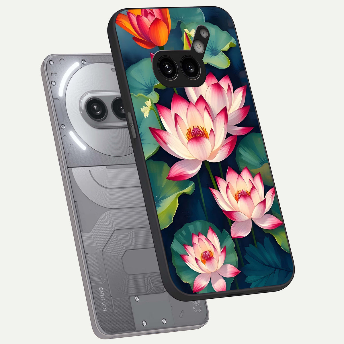  Lotus Dream Serenity phone case For Nothing Phone 2A Plus showing premium glass back cover with detailed artwork