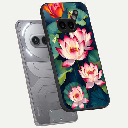  Lotus Dream Serenity phone case For Nothing Phone 2A Plus showing premium glass back cover with detailed artwork