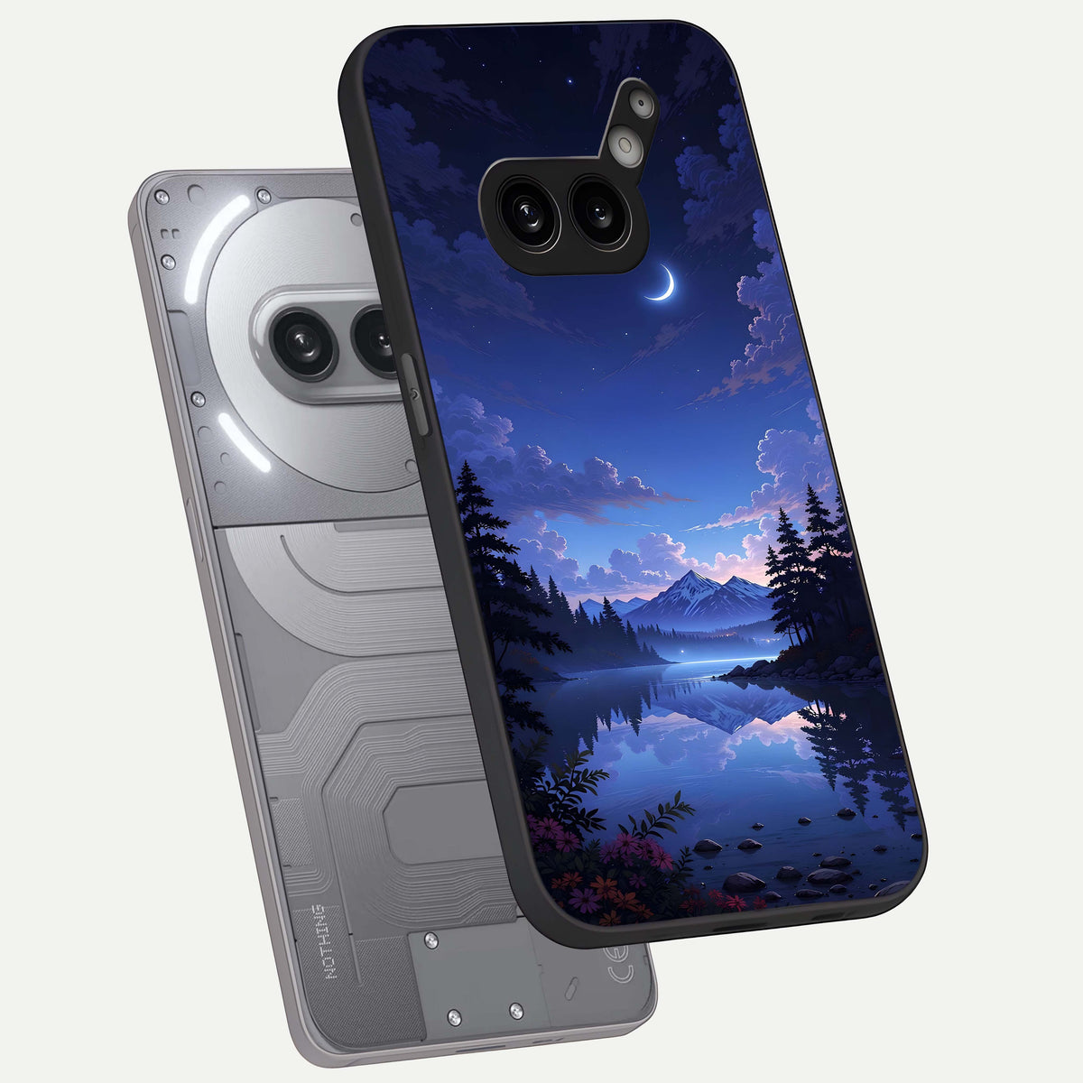  Midnight Lake Peace phone case For Nothing Phone 2A Plus showing premium glass back cover with detailed artwork
